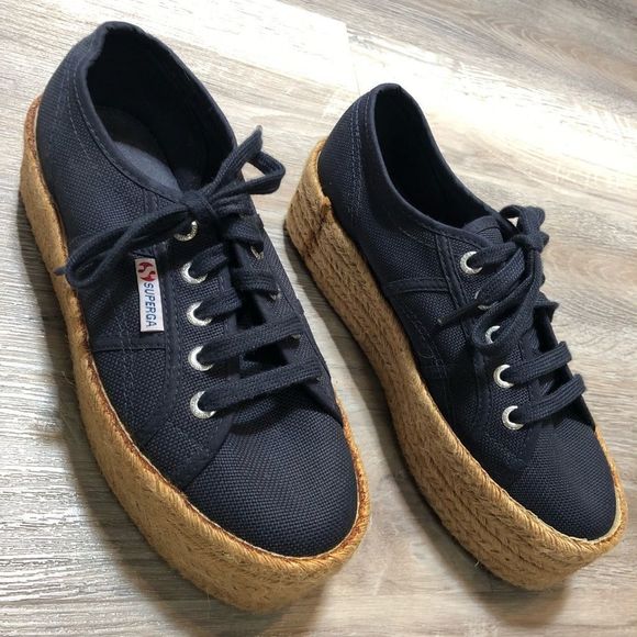 Superga Shoes - SUPERGA Espadrille Platform Chunky Sneakers Blue Size 6.5